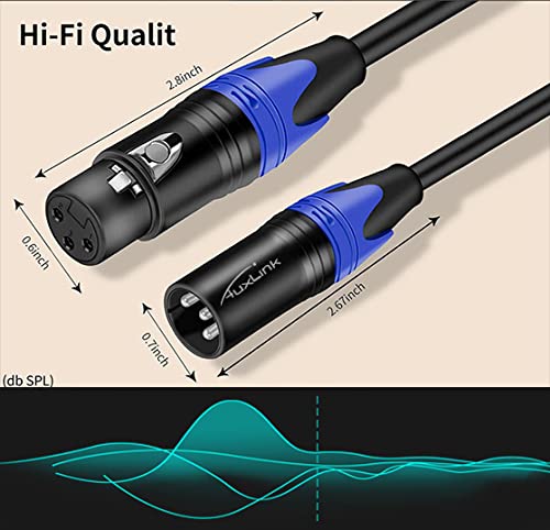 AuxLink XLR Cables, Microphone Cables 100ft, Heavy Duty XLR Microphone Cables Balanced DMX Cable Male to Female Suitable for Microphones, Speaker Systems, Radio Station, Stage Lighting and More