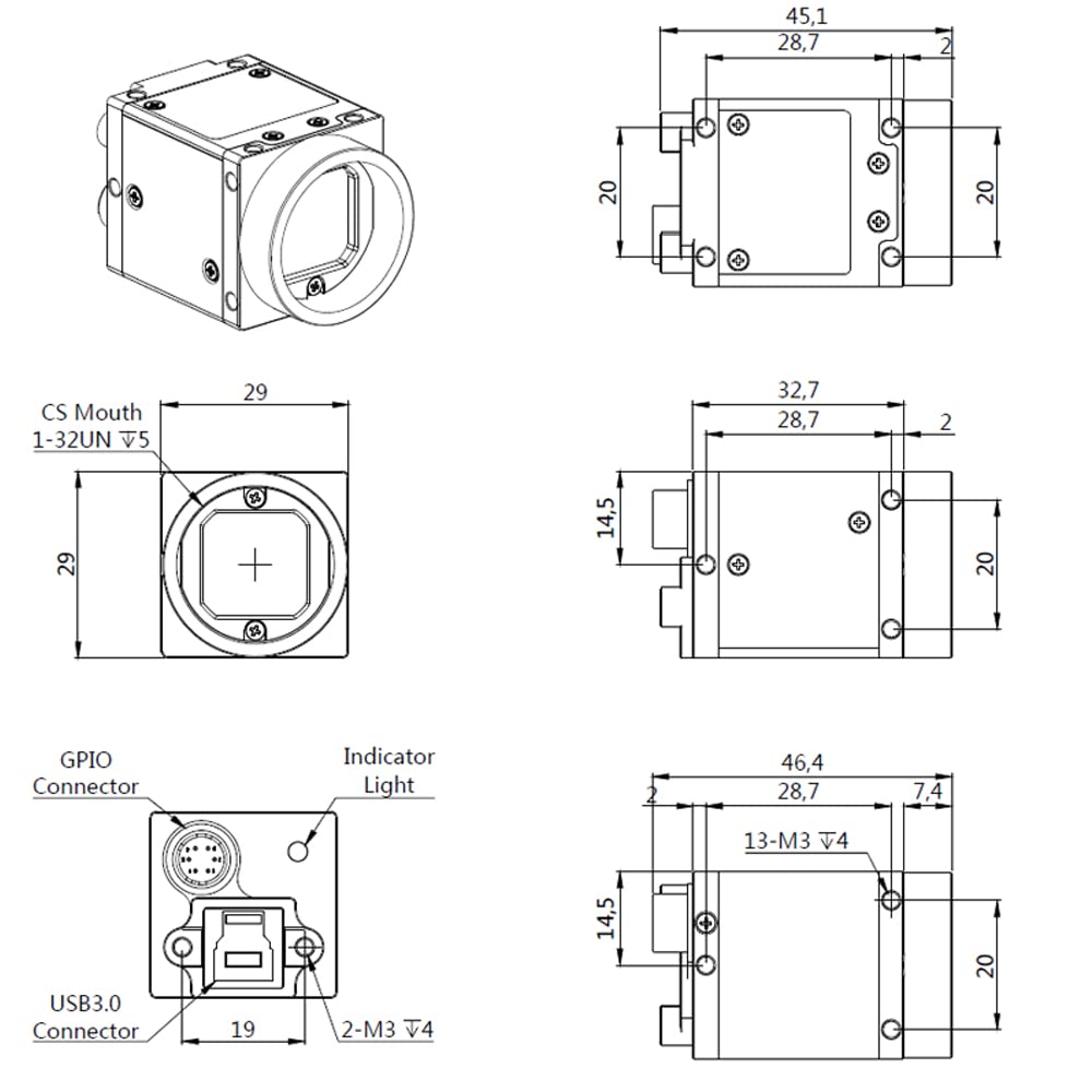 HTENG VISHI High Speed USB3.0 Color 2.3MP 2/3" Industrial Camera Machine Vision Global Shutter C-Mouth OpenCV Python SDK Area Scan Camera 1920x1200 165FPS