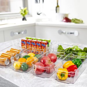 HOOJO Refrigerator Organizer Bins - 14pcs Clear Plastic Bins For Fridge, Freezer, Kitchen Cabinet, Pantry Organization and Storage, BPA Free Fridge Organizer, 12.5" Long-Medium