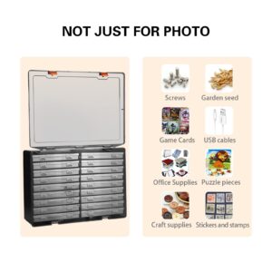 Photo Storage Box 4" x 6", 18 Inner Extra Large Photo Case Large Photo Organizer Acid-Free Photo Box Storage Photo Keeper Photo Storage Case, Plastic Craft Storage Box for Photo Stickers Stamps Seeds (Black, 18 Boxes)