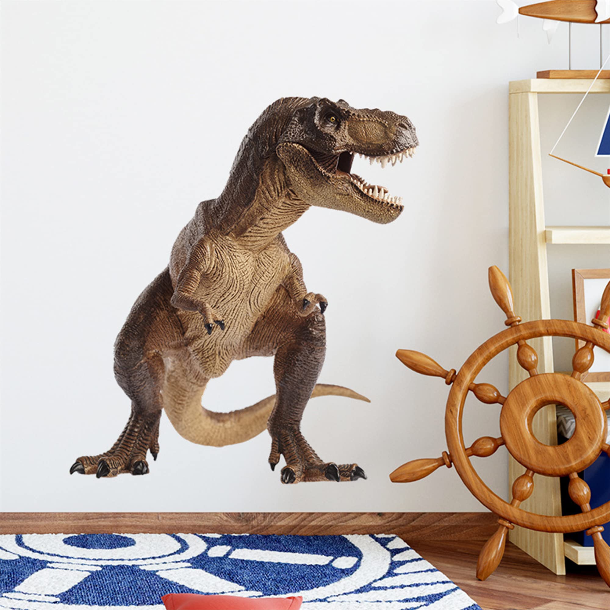 ROFARSO Cool Large Dinosaur Tyrannosaurus Rex Model Wall Stickers for Kids Removable Wall Decals DIY Peel and Stick Decorations for Nursery Baby Boys Bedroom Playroom Living Room Gaming Room