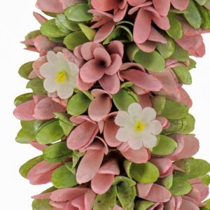 National Tree Company Artificial Wreath Decoration, Pink, Lightweight Foam Base, Decorated with Pink and Green Assorted Wood Cut Flowers, Flowing Green Leaves, Spring Collection, 18 Inches