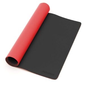 Large Leather Desk Pad -47.2'x17' Dual Sided Office Desk Mat Extra Big Mouse Keyboard Pad Waterproof Mousepad Desk Cover Writing Pad for Office and Home（Black+Dark Red）