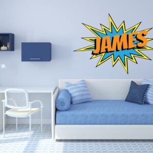 CuteDecals Custom Comic Name Wall Decal - Personalized Comic Name Wall Art Decal - Superheroes Nursery Wall Decor - Wall Decal for Nursery Bedroom Decoration (Small Wide 16''x15'' Height)