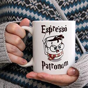 Espresso Patronum Potter Themed 11oz Ceramic Mug / Cup - Harry P - Giftable Foam Box Protection