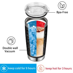 CIVAGO 20oz Insulated Stainless Steel Tumbler, Coffee Tumbler with Lid and Straw, Double Wall Vacuum Travel Coffee Mug, Powder Coated Tumbler Cup for Hot and Cold Drinks (Black Leopard, 1 Pack)