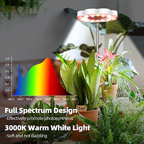 Grow Light, CANAGROW Full Spectrum LED Plant Lights for Indoor Plants, Height Adjustable Plant Halo Growing Lamps, Auto On/Off Timer, 3 Lighting Modes & 10 Dimmable Brightness for Small Plants