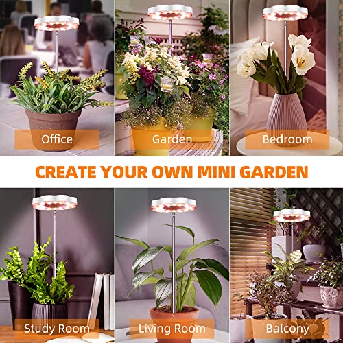 Grow Light, CANAGROW Full Spectrum LED Plant Lights for Indoor Plants, Height Adjustable Plant Halo Growing Lamps, Auto On/Off Timer, 3 Lighting Modes & 10 Dimmable Brightness for Small Plants