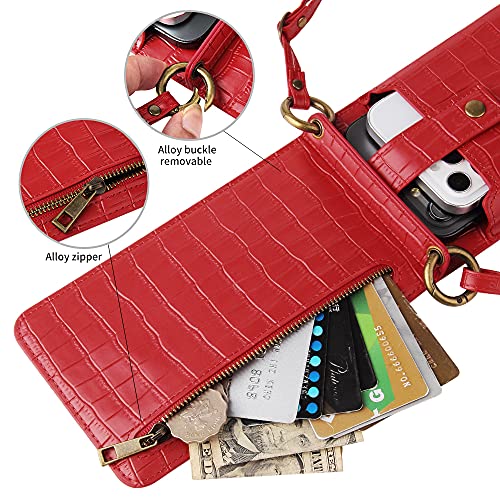 seOSTO Cell Phone Purse Wallet Small Crossbody Bags Mini Shoulder Bag With Credit Card Slots and Mirror,Suit For Most Smartphone