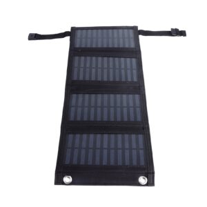 20w solar charger for cell phone, foldable solar panel charger for hiking, camping, fishing(black)