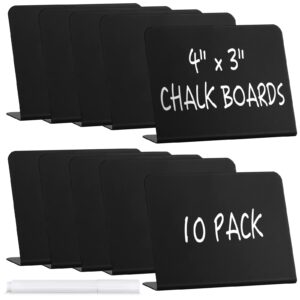 10 pack mini chalkboard signs, alotche tabletop chalkboard labels l-shaped rustic buffet table signs for weddings, birthday parties, message board signs, bakery and retail