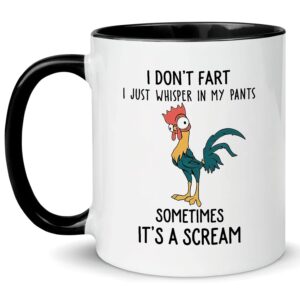 funny chicken coffee mug i don't fart. i just whisper in my pants. sometimes it screams novelty cup accent mug 11 oz