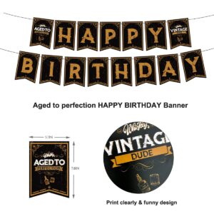 Whiskey Balloons Garland Arch Kit Silver Gold Black Latex Balloons Age to Perfection Whiskey Foil Balloons Happy Birthday Banner for Men Women Birthday Decorations Aged to Perfection Party Supplies