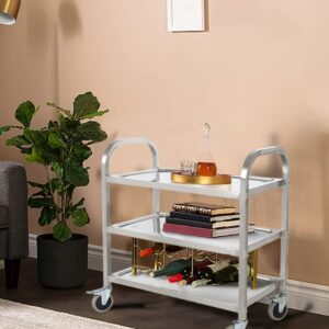 HLC Upgrade 3 Tier Heavy Duty Commercial Grade Utility Cart Kitchen Trolley Serving Cart with Wheels Stainless Steel Rolling Cart Storage Shelf for Hotel Restaurant Bar Home Use L30 x W16 x H33 Inch