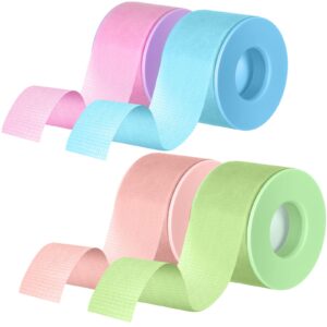 nuanchu 4 rolls lash tape for eyelash extensions breathable eyelash tape for extensions adhesive microporous lash extension tape for extension supplies, 0.98 inch x 3.9 yard/roll (colorful)