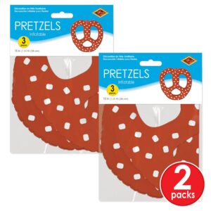 Beistle 15" 6 Piece Inflatable Bavarian Pretzels for German Theme Oktoberfest Party Decorations, 15.5" x 14.5", Brown/White