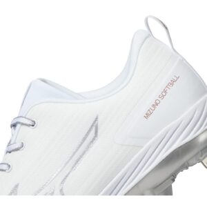 Mizuno Women's Sweep 6 Softball Shoe, White, 7