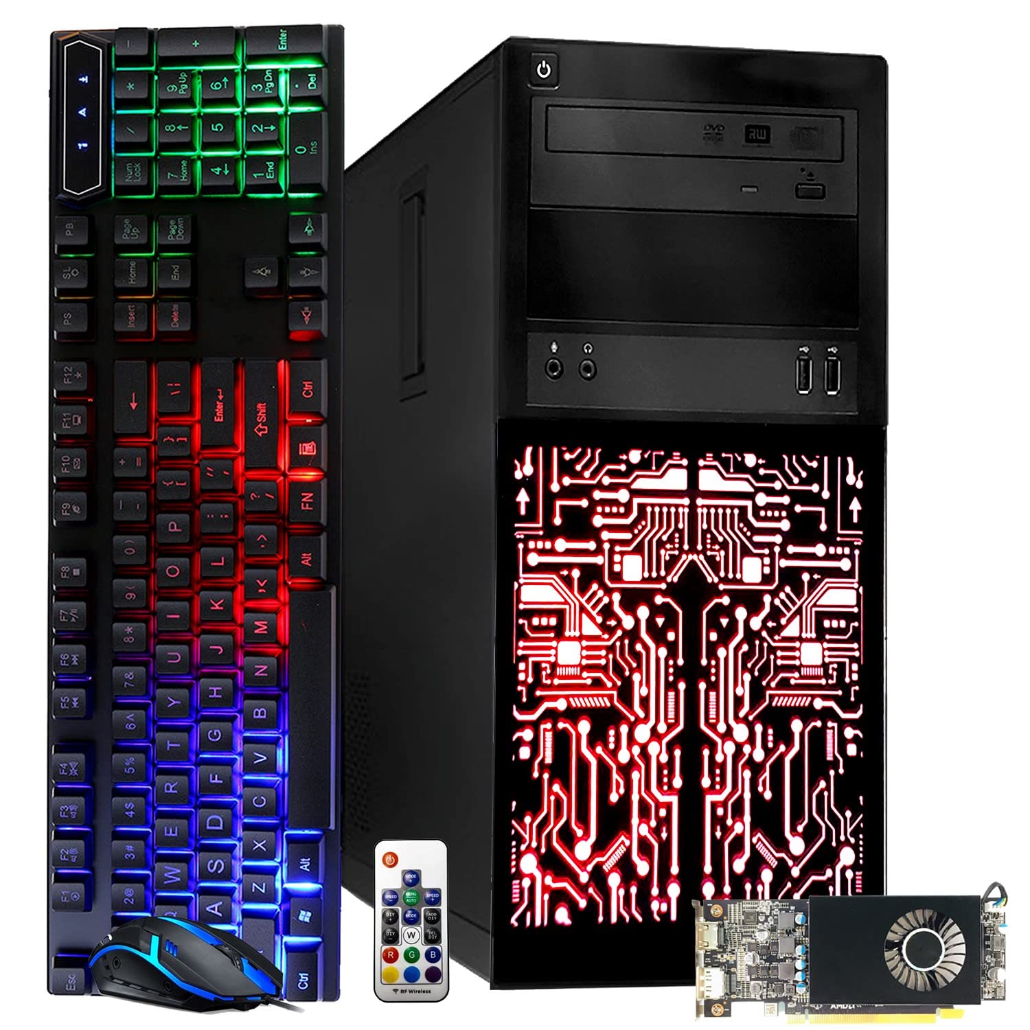 Gaming PC Desktop Intel core i7 3rd Gen 3.4GHz, TechMagnet Siwa with AMD RX-550 4GB DDR5, 16GB RAM, 1TB SSD, HDMI, DVI, VGA, RGB Keyboard, Mouse, Wi-Fi, Windows 10 Professional (Renewed)