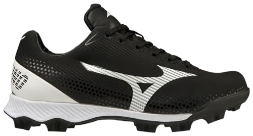 Mizuno Wave Finch Lightrevo Jr Softball Shoe, Black-White, 4