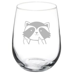 wine glass goblet raccoon middle fingers funny (17 oz stemless)