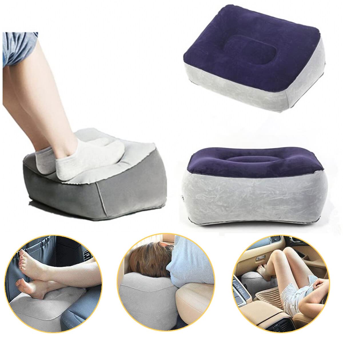 Ruiqas 1pcs Inflatable Air Foot Rest Pillow Footrest Cushion Travel Accessory