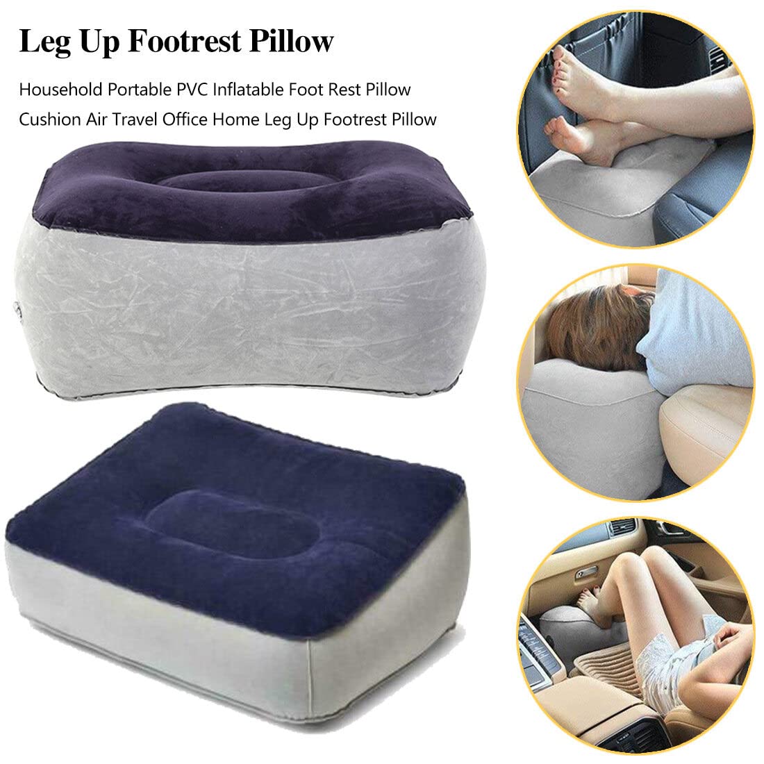 Ruiqas 1pcs Inflatable Air Foot Rest Pillow Footrest Cushion Travel Accessory