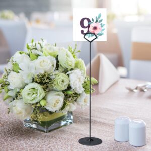 Urban Deco 16PK Table Number Holders 12 Inches Diamond Place Card Holder Metal Table Card Holders, Picture Holders For Tables, Card Holder Stand For Wedding Décor - Black Sign Holder