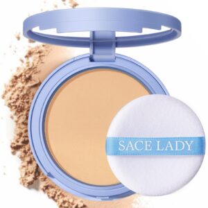 sace lady oil control face pressed powder, matte smooth setting powder makeup, waterproof long lasting finishing powder, flawless lightweight face cosmetics, cruelty-free, 0.35oz