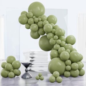 partywoo sage green balloons, 85 pcs boho green balloons different sizes pack of 18 inch 12 inch 10 inch 5 inch matte green balloons for balloon garland or balloon arch as party decorations, green-f11