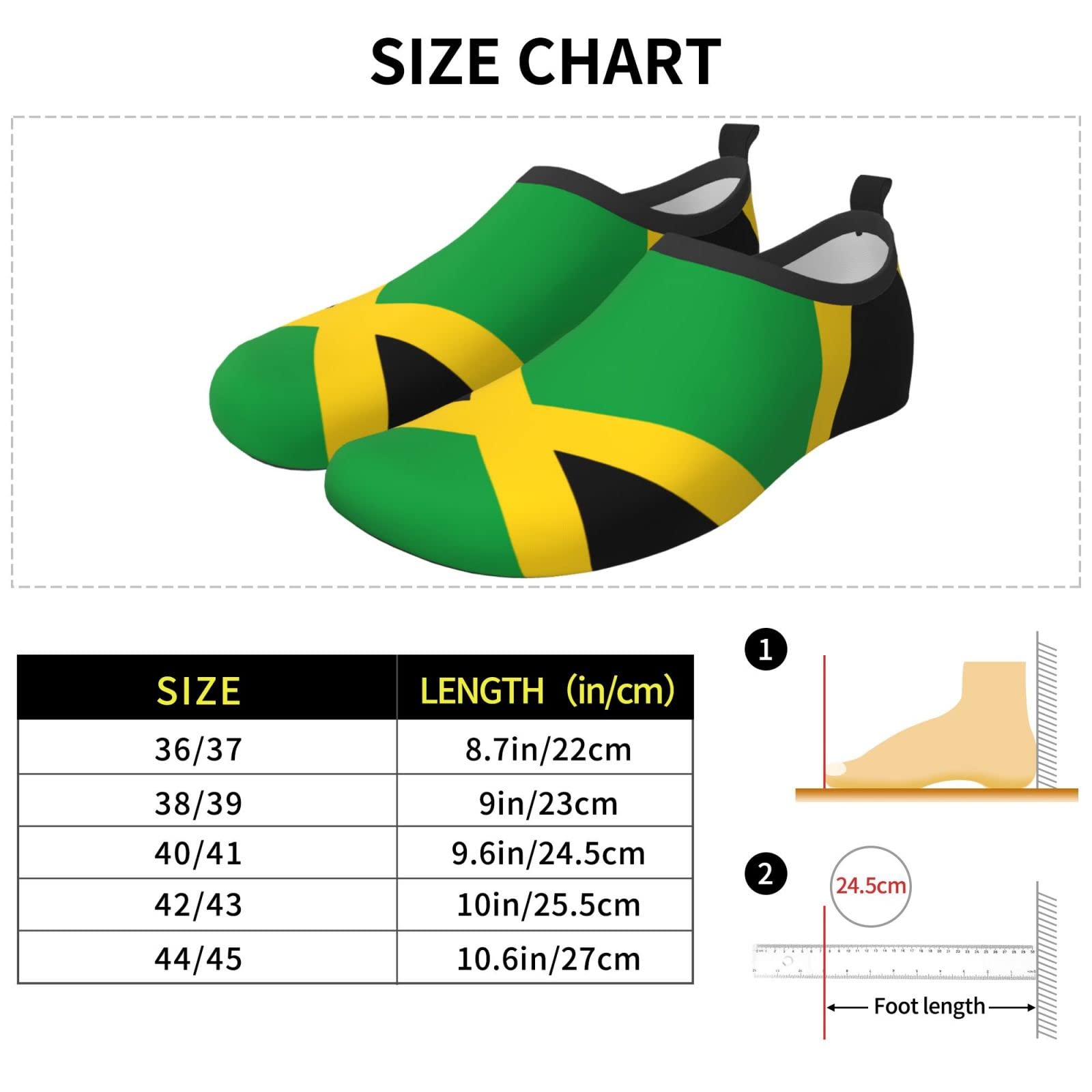 Jamaica Flag Water Shoes Outdoor Exercise Water Shoes Adult Quick-Dry Barefoot Shoes Necessities for Men Women Water Games Black