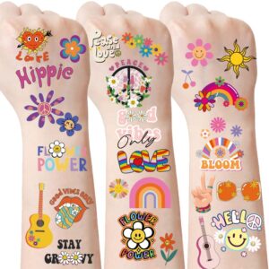 hippie tattoos for kids women adult groovy hippie temporary tattoos love and peace waterproof face body fake tattoos stickers