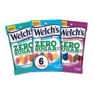 welch’s fruit snacks, zero sugar mixed fruit, berries 'n cherries & island fruit, perfect for school lunches, variety case, 3 oz (pack of 6)