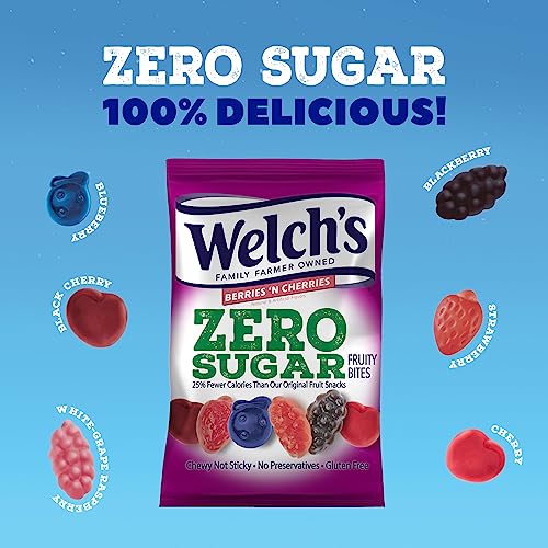 Welch’s Fruit Snacks, Zero Sugar Mixed Fruit, Berries 'N Cherries & Island Fruit, Perfect for School Lunches, Variety Case, 3 oz (Pack of 6)