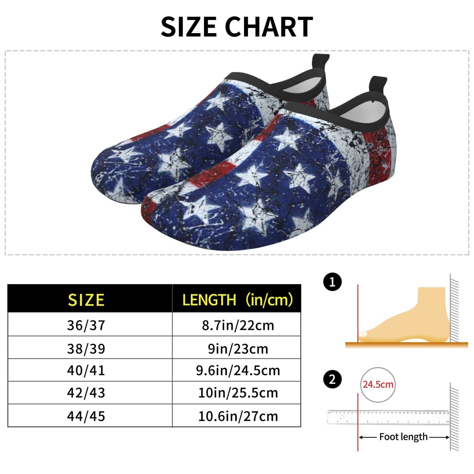 American Flag Art Red White and Blue Water Shoes Outdoor Exercise Aqua Socks Adult Aqua Socks Necessities for Men Women Water Games