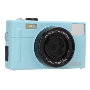 digital 1080p fhd mini video camera 24mp with 3 inch lcd screen, portable micro single mirrorless camera 16x digital zoom, rechargeable students compact pocket camera, for kids,adult,beginners(blue)
