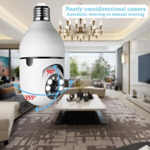 360 Camera, Light Bulb Camera Full HD 1080P, 5GHz WiFi Camera with 18 Mth Cloud Storage, Night Vision Motion Detection Wireless Camera Home Security Cameras, Home Baby, Pet Monitor