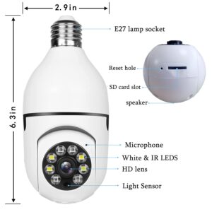 360 Camera, Light Bulb Camera Full HD 1080P, 5GHz WiFi Camera with 18 Mth Cloud Storage, Night Vision Motion Detection Wireless Camera Home Security Cameras, Home Baby, Pet Monitor