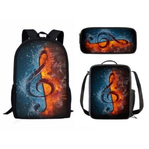 mumeson music note print backpack water resistant school bag outdoor casual rucksack school bag and lightweight lunch bags portable pencil case back to school supplies