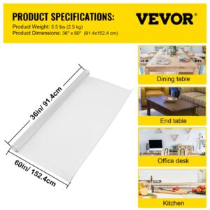 VEVOR Plastic Table Cover 36 x 60 Inch, 1.5 mm Thick Clear Table Protector, Rectangle Clear Desk Mat, Waterproof & Easy Cleaning for Office Dresser Night Stand