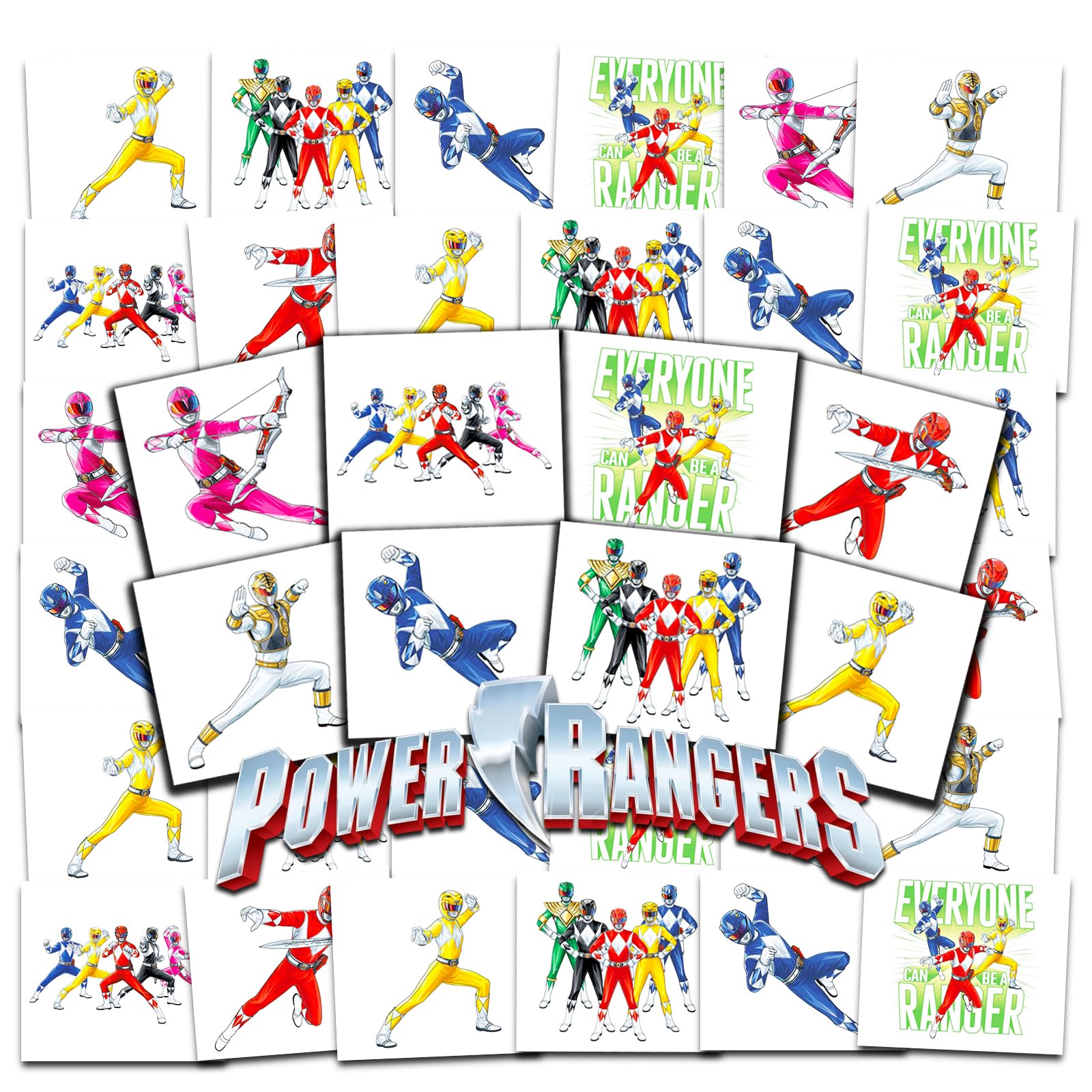 Power Rangers Tattoos Party Favors Bundle ~ 70+ Perforated Individual 2" x 2" Power Rangers Temporary Tattoos for Kids Boys Girls (Power Rangers Party Supplies MADE IN USA)