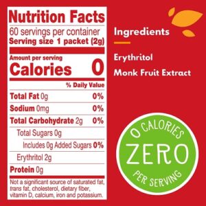 Truvia Calorie-Free Sweetener from the Monk Fruit Packets, 60 Count Monkfruit Box (Pack of 1)