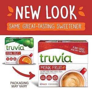 Truvia Calorie-Free Sweetener from the Monk Fruit Packets, 60 Count Monkfruit Box (Pack of 1)