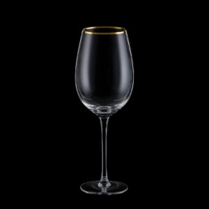 1500° C TABLETOP Gold Rim Stemmed Wine Glasses Set of 4, 21 oz. Crystal Clear Glassware with Long Stem for Red and White Wine