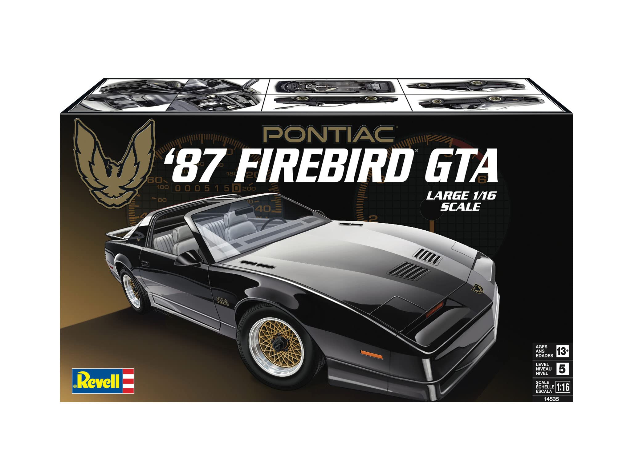 Revell 14535 '87 Pontiac Firebird GTA 1:16 Scale 144-Piece Skill Level 5 Model Car Building Kit White