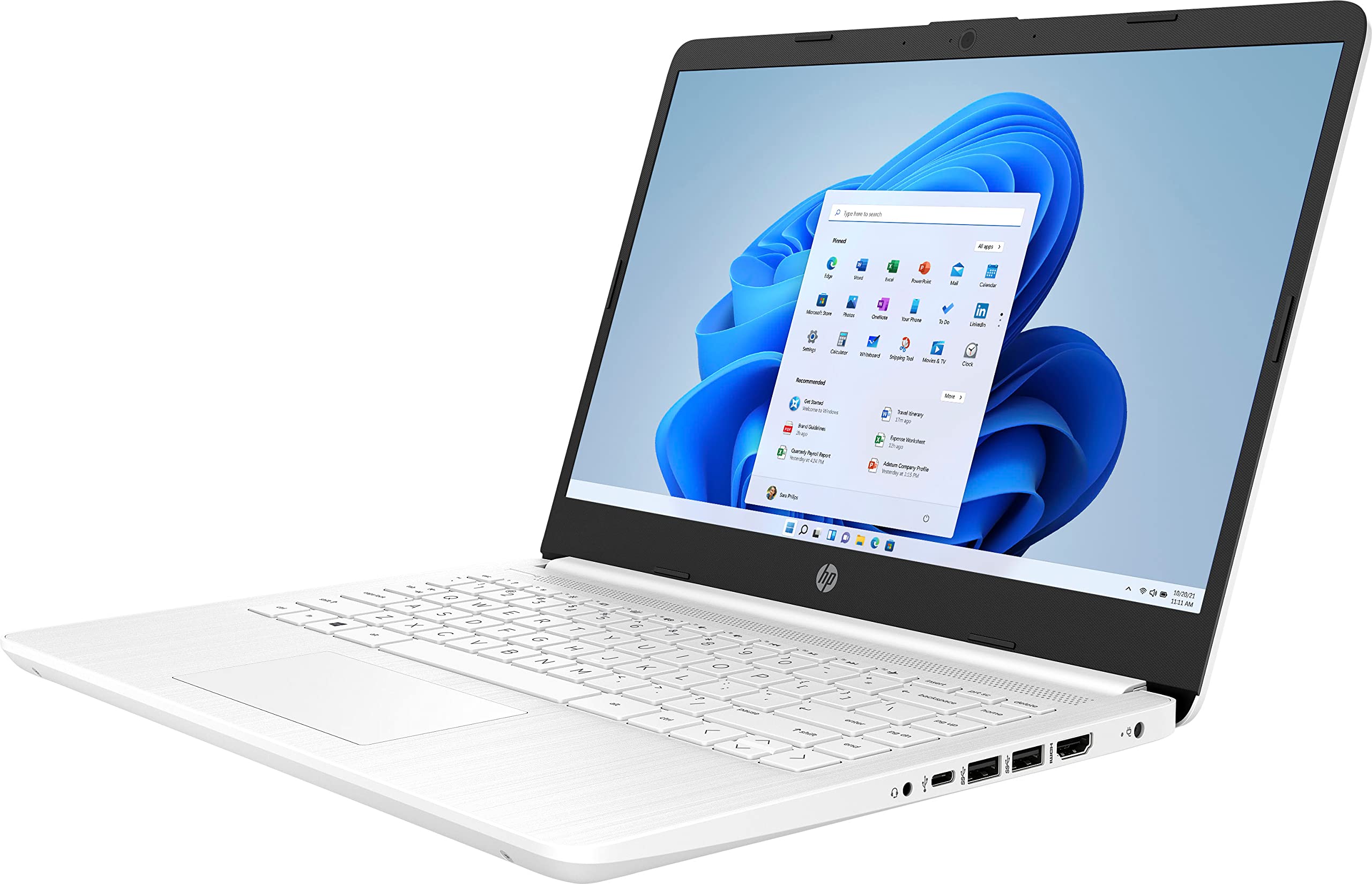 HP 14-inch Diagonal HD Laptop, Intel Celeron N4120 Processor, UHD Graphics 600, 4GB RAM, 64GB eMMC, 802.11ac, HDMI, Windows 11 Home with 1 Year Office 365, W/Silmarils Accessories（Snowflake White