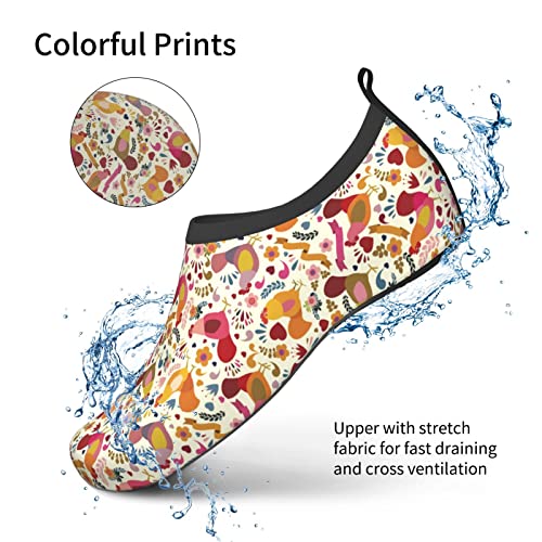 Cute Chickens Print Water Shoes for Men Women Aqua Socks Barefoot Quick-Dry Beach Swimming Shoes for Yoga Pool Exercise Swim Surf