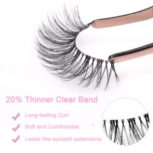 KSYOO Long Natural Lashes with Clear Band Lashes Wispy,10-18mm Cat Eye Lashes D Curl Strip Lashes That Look Like Extensions,3D Natural Fluffy Faux Mink False Eyelashes Natural Look