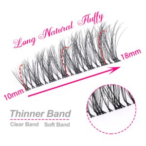 KSYOO Long Natural Lashes with Clear Band Lashes Wispy,10-18mm Cat Eye Lashes D Curl Strip Lashes That Look Like Extensions,3D Natural Fluffy Faux Mink False Eyelashes Natural Look