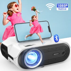 vidoka wifi bluetooth projector, 8000l native 1080p hd projector for home and outdoor, support wireless mirroring for iphone/ipad and samsung, one click zoom video, compatible w/ tv stick/laptop/pc