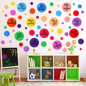576 pieces polka dot wall decals inspirational wall sticker for classroom kids colorful circle wall sticker removable lettering positive saying sticker for dance yoga gym nursery(mixed color)